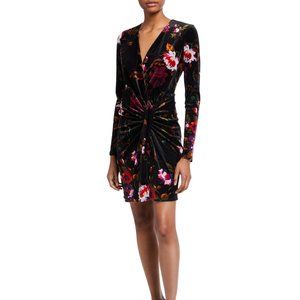 Black Halo Abina Floral Long-Sleeve Velvet Dress